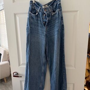 Free People Wide Leg Denim Jeans